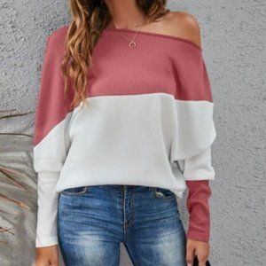 Waffle Knit Color Block Sleeve Tee - Multicolor - Size Small